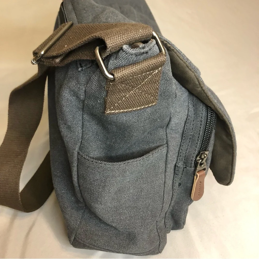 Kenox Vintage Laptop Messenger Canvas Bag Charcoal Gray